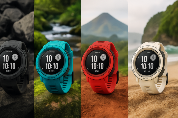 Garmin Instinct 3 smartwatch dengan lima warna baru di latar alam outdoor