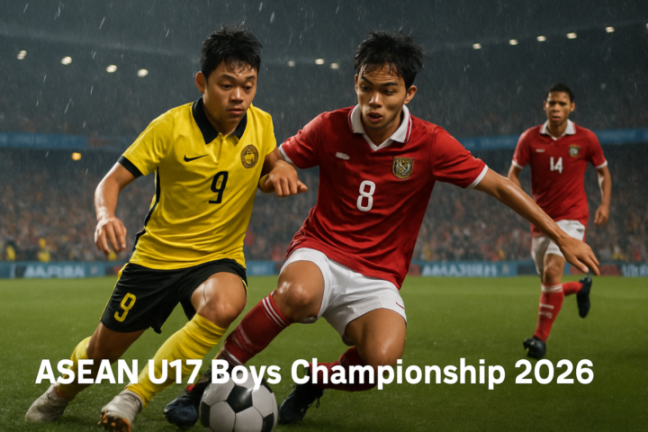 Pertandingan sepak bola sengit antara timnas U17 Malaysia dan Indonesia di ASEAN U17 Boys Championship 2026