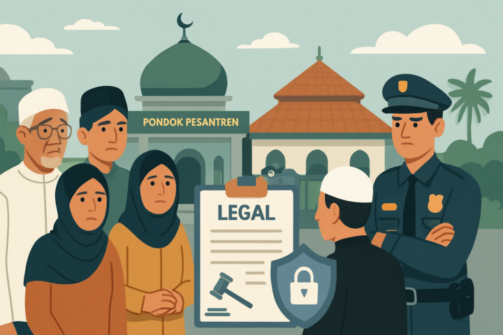 Ilustrasi manajemen krisis kasus dugaan aksi tersangka internal Ponpes Ndholo Kusumo di Pati