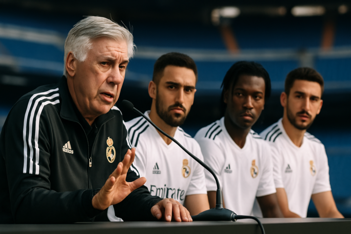Carlo Ancelotti memberikan keterangan pers tentang pemain Real Madrid