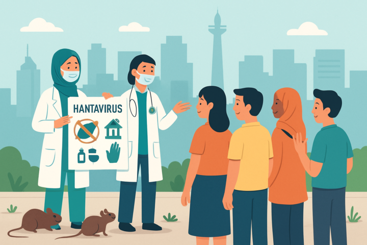 Petugas kesehatan memberikan edukasi pencegahan hantavirus kepada masyarakat di Jakarta
