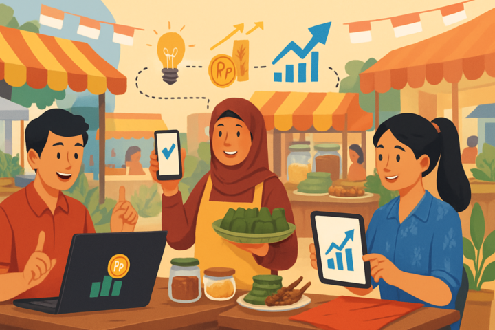 Ilustrasi UMKM dan ekonomi kreatif Indonesia dengan dukungan teknologi dan investasi inovatif