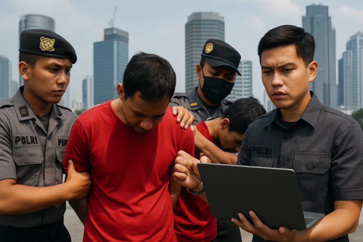 Petugas Polda Metro Jaya menangkap tiga host live streaming promosi judi online lewat konten dewasa di Jakarta