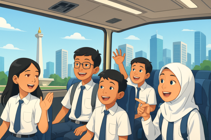 Siswa SMP Sumbangsih Pasar Minggu mengikuti Karya Wisata City Tour Jakarta 2026 bersama Dirgantara AIA Tour Travel