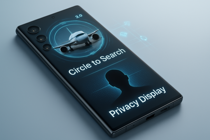 Samsung Galaxy S26 Ultra menampilkan fitur Circle to Search 3.0 dan Privacy Display untuk kemudahan dan keamanan saat perjalanan