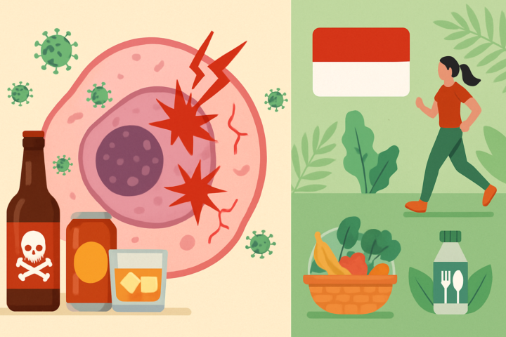 Ilustrasi risiko kanker akibat kebiasaan minum beralkohol dan imbauan pola hidup sehat