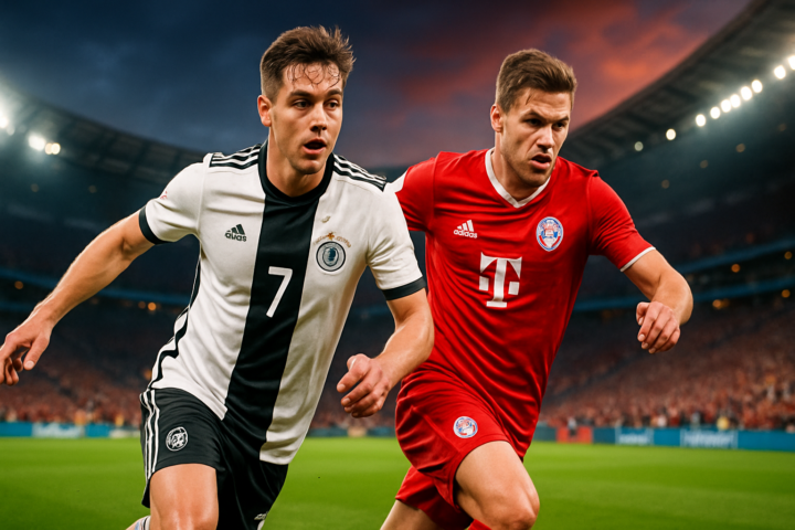 Pemain inti Timnas Jerman sedang mengenakan jersey Bayern München di lapangan sepak bola