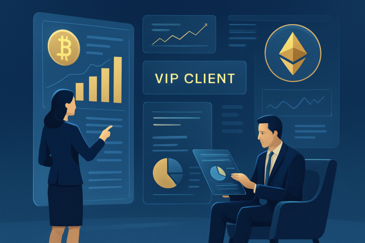 Ilustrasi layanan Private Wealth Management Bybit PWM 2.0 untuk klien VIP dengan tampilan digital modern