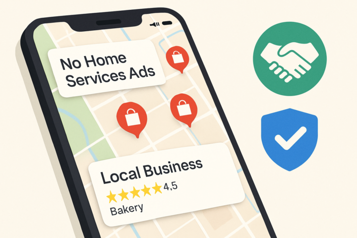 Tampilan Apple Maps tanpa iklan layanan Home Services, fokus pada bisnis lokal terpercaya