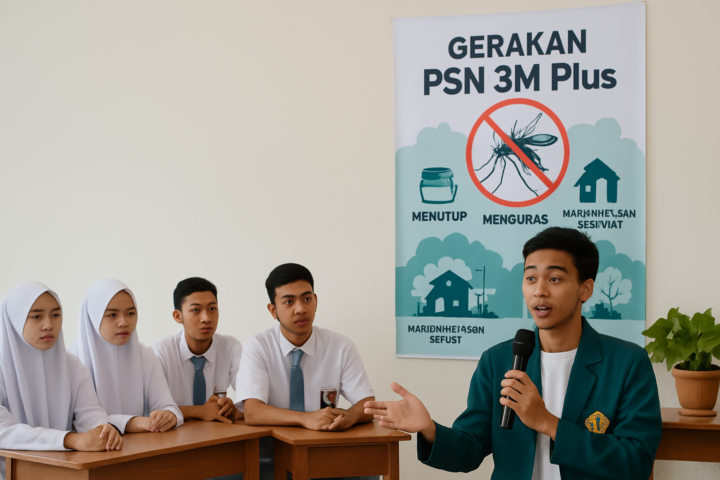 Mahasiswa KKN Unhas mengajar siswa SMAN 5 Sidrap tentang pencegahan sarang nyamuk dengan metode 3M Plus di lingkungan sekolah