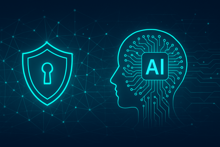 Gambaran teknologi AI untuk keamanan siber dari Microsoft dengan jaringan dan data digital