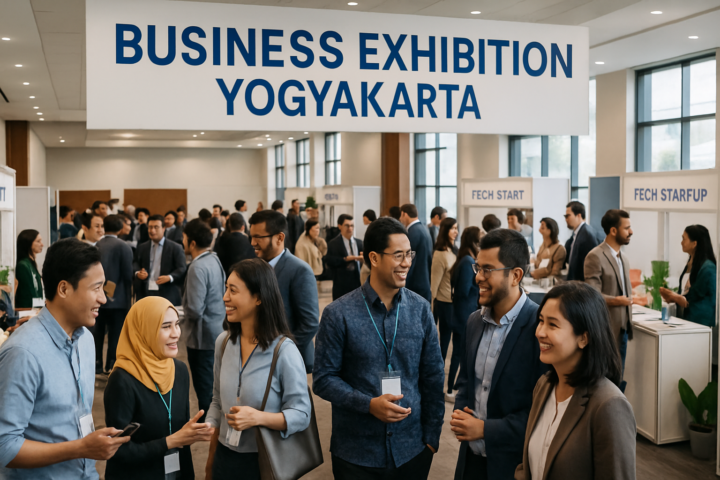 Pameran bisnis IFBC 2026 di Yogyakarta dengan pengusaha dan start-up yang berinteraksi dan menjalin kerja sama