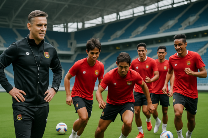Pelatih John Herdman memimpin latihan Timnas Indonesia menjelang Piala AFF 2026