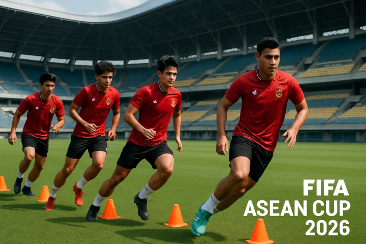 Latihan Timnas Indonesia menjelang FIFA ASEAN Cup 2026 di stadion Bandung