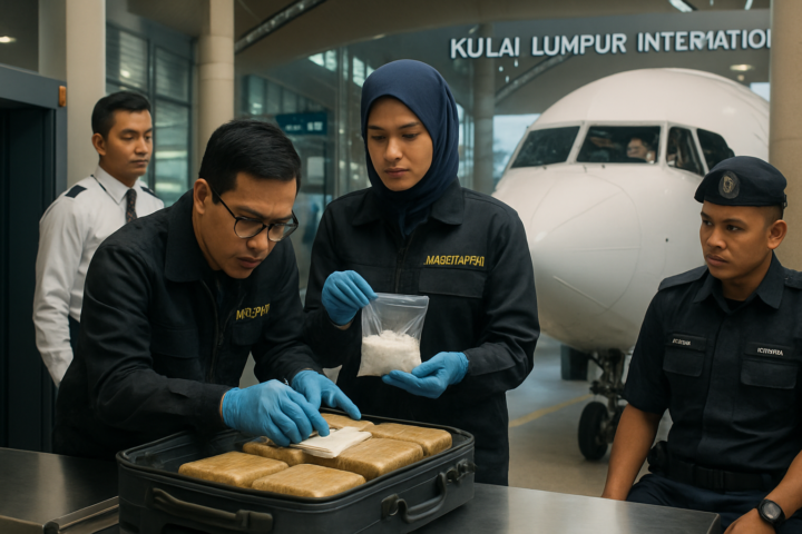 Ilustrasi pemeriksaan keamanan di Bandara KLIA terkait dugaan penyelundupan narkoba oleh kopilot dan staf bandara