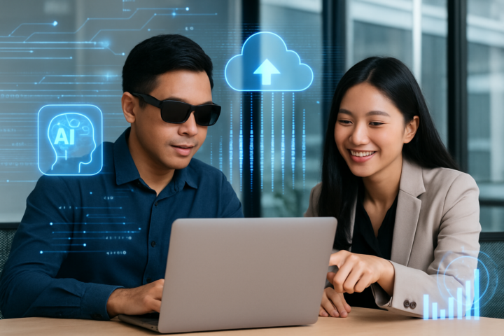 Entrepreneurs Indonesia menggunakan AI Smart Glasses Rokid dengan latar teknologi Big Data dan cloud computing