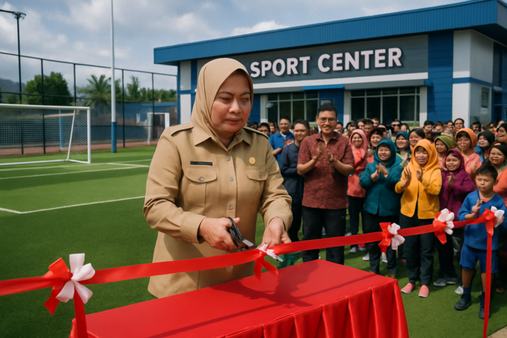 Wali Kota Weny Gaib saat meresmikan Sipatuo Jr Sport Center di Kotamobagu dengan fasilitas olahraga modern